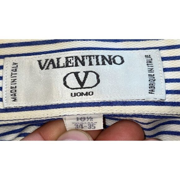 Valentino Vintage Striped Long Sleeve Button-Down Shirt Men's Size 10.5 (34-35) - Picture 7 of 9